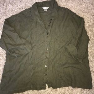 Olive green button-down top